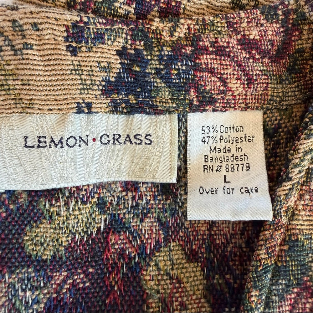 Vintage Floral Tapestry Vest Lemon Grass L Cottagecore Dark Academia 90s Boho - Picture 5 of 9